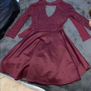Flowy burgundy dress.